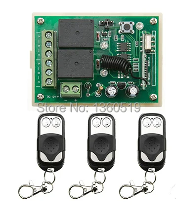 Radio Remote Control Switch DC12v Mini Receiver 3* Metal Push Button Transmitter Learning Code 315/433 Momentary Toggle Latched