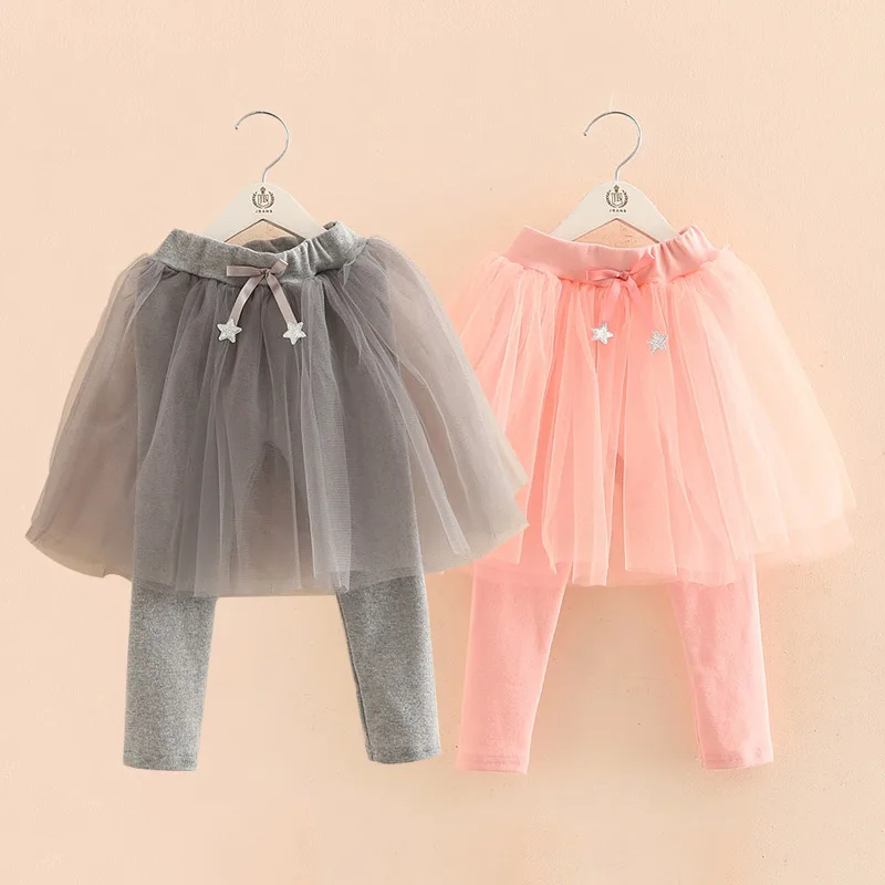 Spring Autumn  2 3 4 Years Children 90 100 110cm Capri Star Decoration Lace Culotte Dance Baby Kids Girl Skirt Leggings