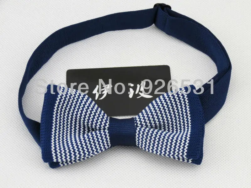 

Children's bow tie/navy and white pinstripe knit bowtie/Deserve to act the role of children neck ties