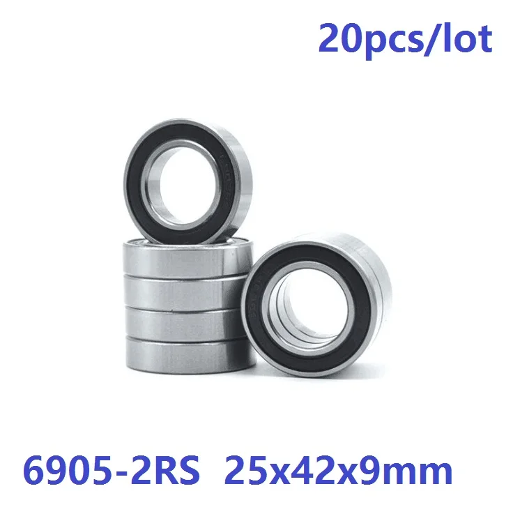 

20pcs/lot 6905RS 6905-2RS 6905 ball bearing 25*42*9 Deep Groove Ball Bearing 25x42x9 mm RS 2RS