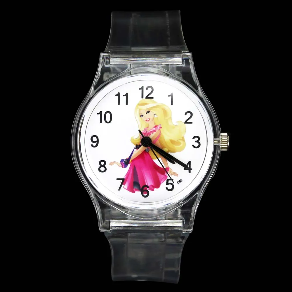 Fashion Beautiful Girl Princess Dress Wristwatch Women Sport Transparent Band Quartz Watch