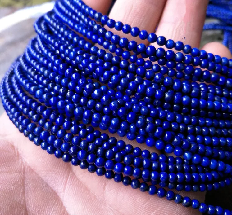 lapis lazuli round  blue loose beads nature beads for making jewelry necklace 14inch FPPJ wholesale