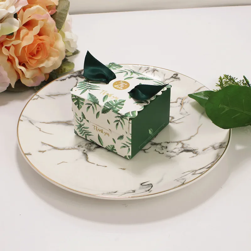 RMTPT 50Pcs/lot Marble style gift box Square flower boxBaby Shower Birthday wedding Party Candy Box gift bags wrapping supplies