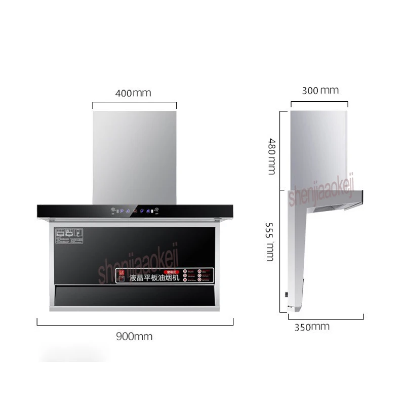 غطاء فوق البوتاجاز لإخراج الأدخنة الحسية الجسدية اللمس من نوع LCD طباخ هود الجانب العلوي مزدوجة شفط نوع كبير شفط غطاء فوق البوتاجاز لإخراج الأدخنة 220 فولت 240 واط 1 قطعة