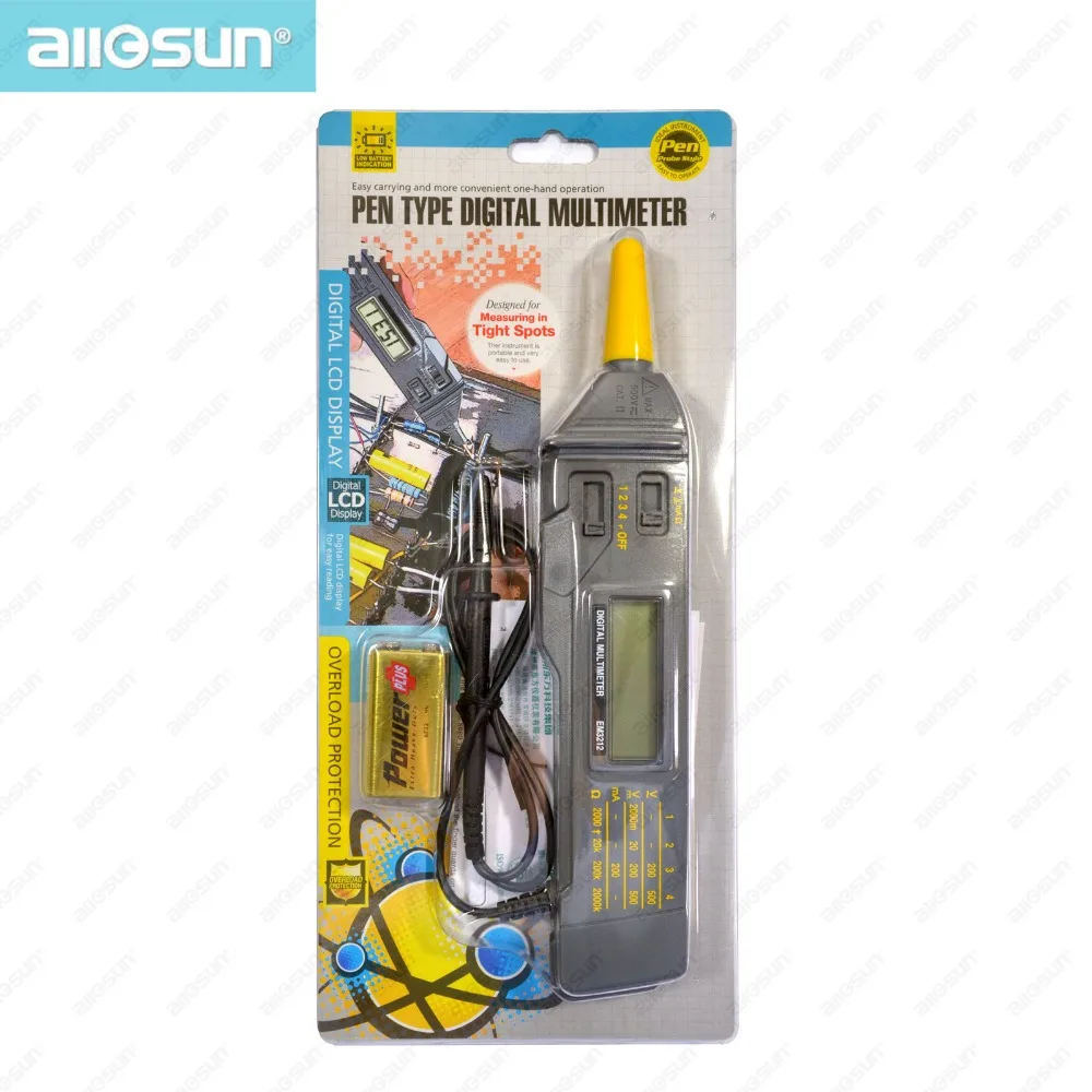 ALL SUN EM3212 Pen Probe Autoranging Digital Multimeter DMM Tool With Tester Probe LCD Pen Multimeter Auto Tester