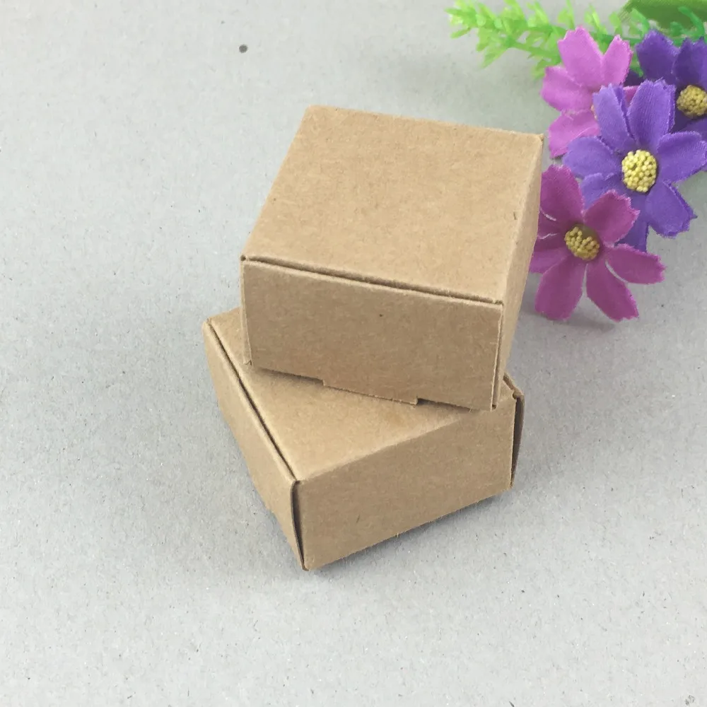 200pcs/lot 4*4*2.5cm Aircraft Brown Gift  Kraft Paper Box For Jewelry\Wedding\Candy\Craft\Cake\Handmade Soap Packing boxes