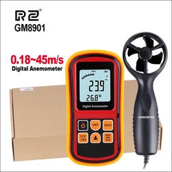 Anemometro RZ misuratore di velocità del vento misuratore di vento digitale gamma di velocità dell'aria digitale portatile 0.18-45m/s sensore di tachimetro del vento