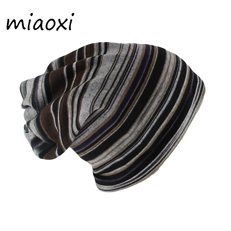 

New Arrival Fashion Autumn Women Beanies Skullies Striped Hat Scarf Two Used Female Warm Bone Adult Hip Hop Casual Bonnet