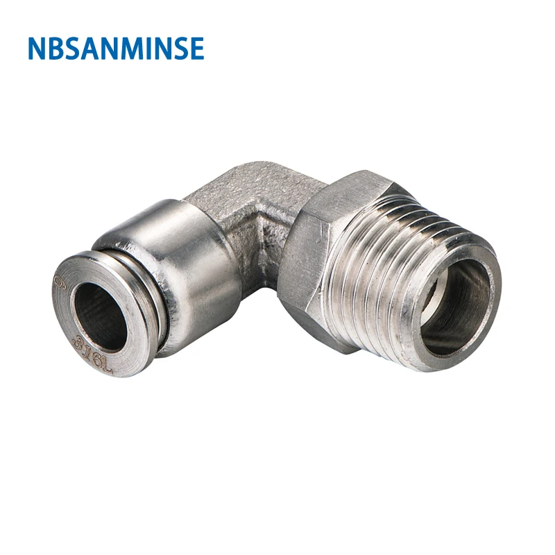 5Pcs/lot SSPL M5 1/8 1/4 3/8 1/2 Stainless Steel Male Elbow Fitting SS316L Push In Fitting Food Grade NBSANMINSE