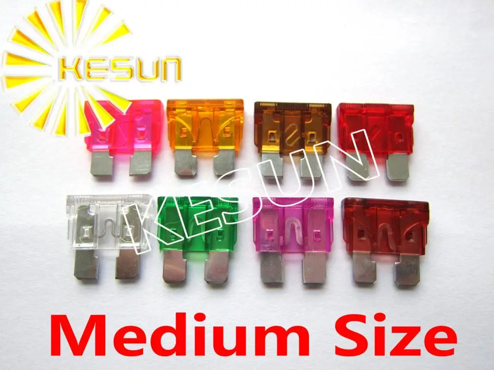 Medium Size 1A 2A 3A 4A 5A 7.5A 10A 15A 20A 25A 30A 35A 40A 45A 50A 32V Auto Fuse Car Motorcycle Blade Fuses Resistor x 100PCS