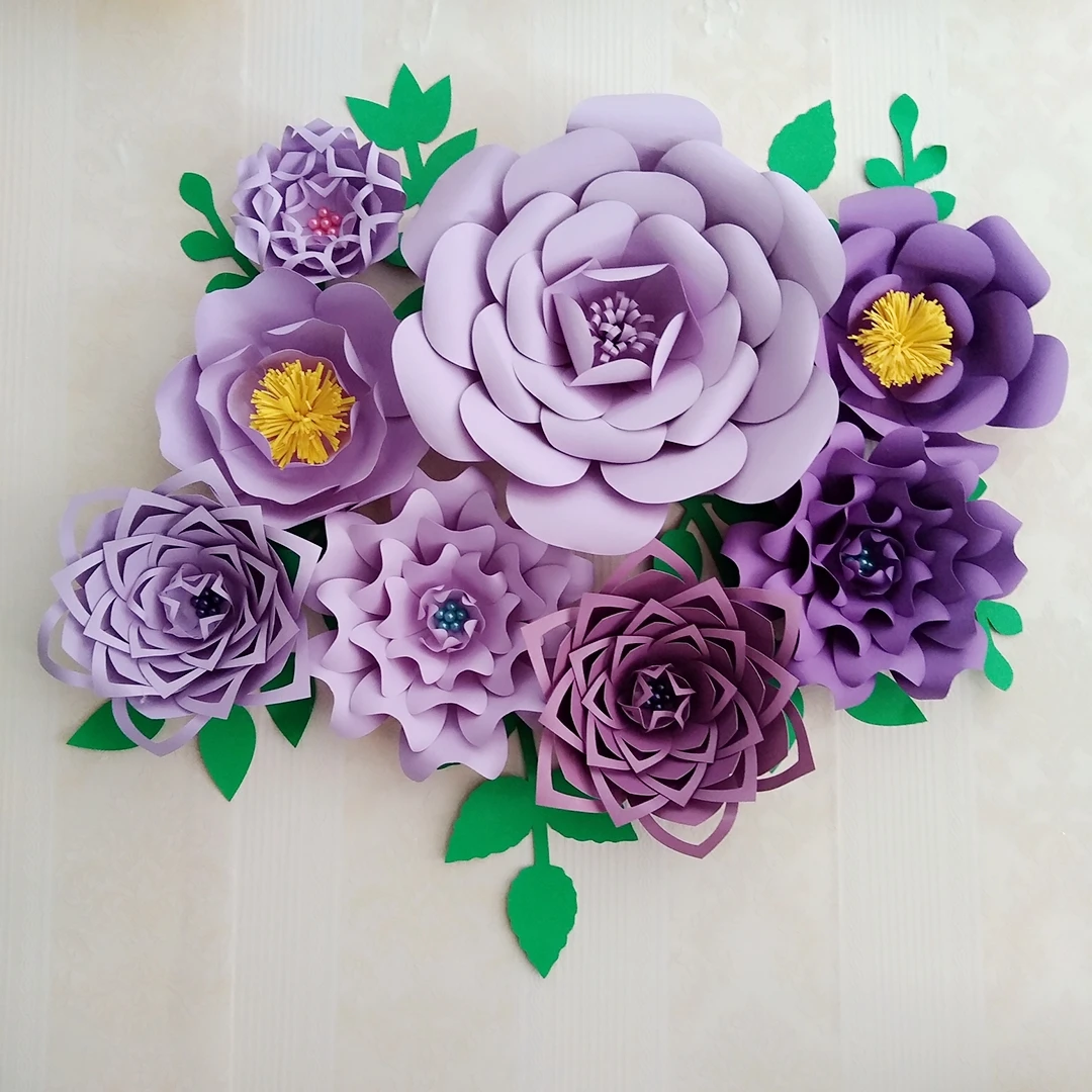 Lilac Purple DIY Giant Paper Flowers Large Rose Paper Flower For Home Decor Wall Decorations Floral décor TV Backdrop Wall Art