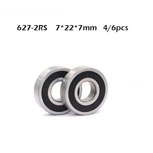 4/6pcs/lot 627RS Deep Groove Ball Bearing Miniature Mini  627-RS 627RS 7*22*7mm 7*22*7 High Quality 52100 Chrome Steel