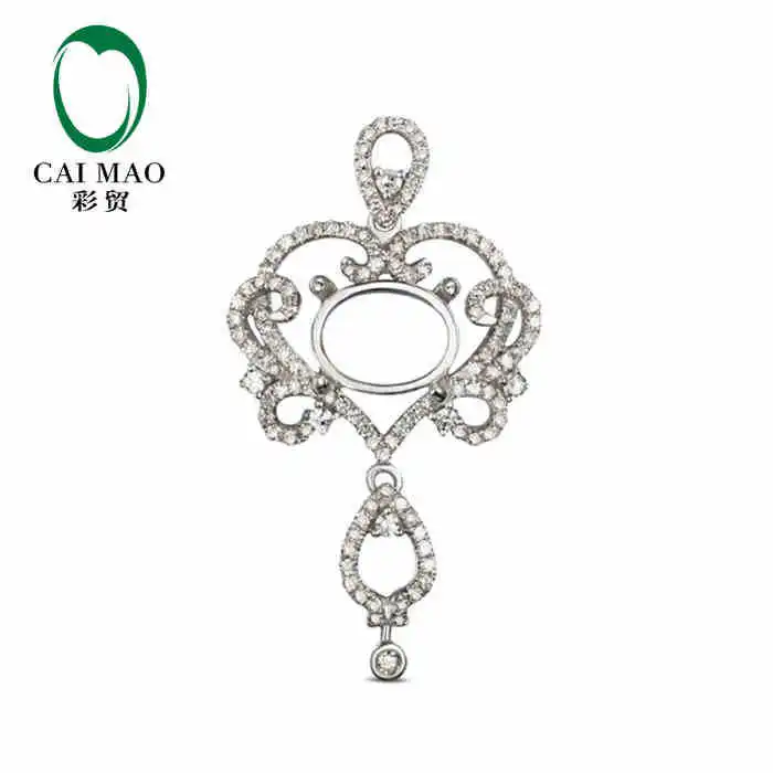 

CaiMao Semi Mount Pendant Round cut Settings & 0.59 ct Diamond 14k White Gold Gemstone Engagement Fine Jewelry