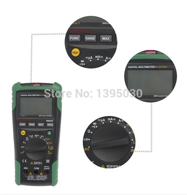 2PCS Digital MS8236 Network Multimeter & Multifunctional Lan Tone Phone Cable Track Tester