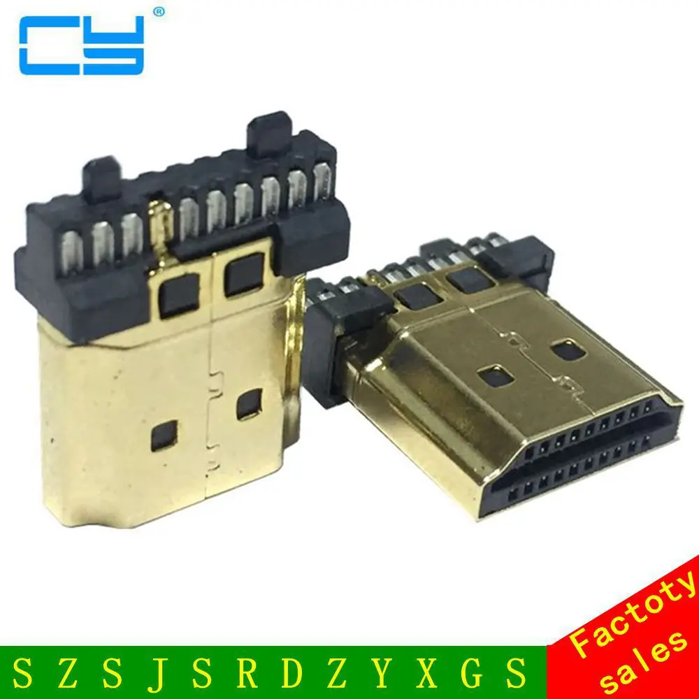 

10pcs DIY HD-compatible Type C Welding Type Male Jack Plug 19 Pin PCB Connector 19+1 Gold-plated Plugs