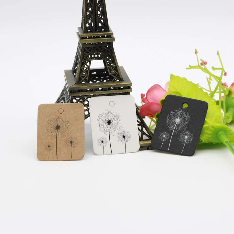 

Free Shipping 200pcs/lot 2.6x3.3cm Cute Dandelion Pattern Printed Kraft/White/Black Paper Labels for Gifts Clothes Packaging Tag