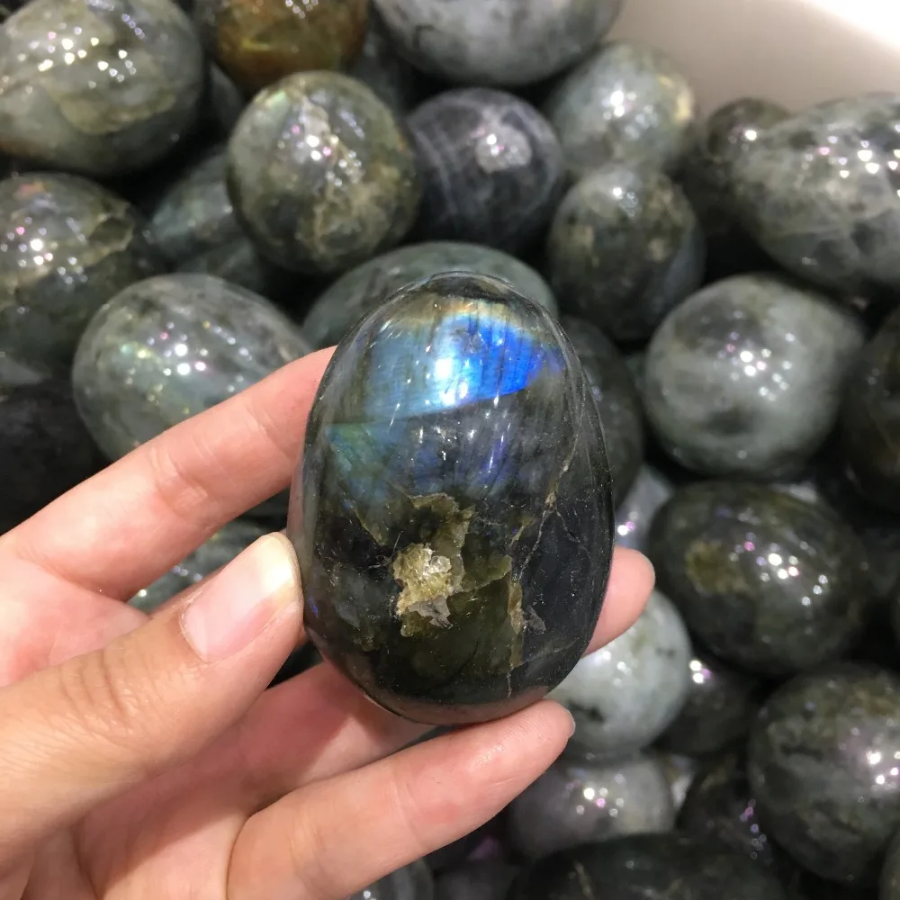 150g Natural Labradorite Crystal egg Rough Polished Rock From Madagascar