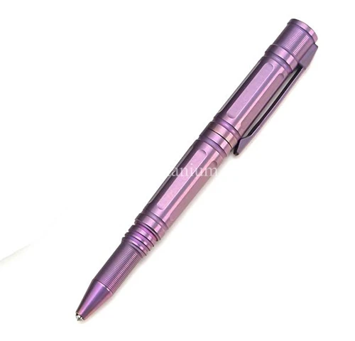 Titanium TC4 EDC 125mm Long Tactical Pen for Self Defense Emergency Hammer 32.8g CNC Machined Anodized Purple Gold High Quality