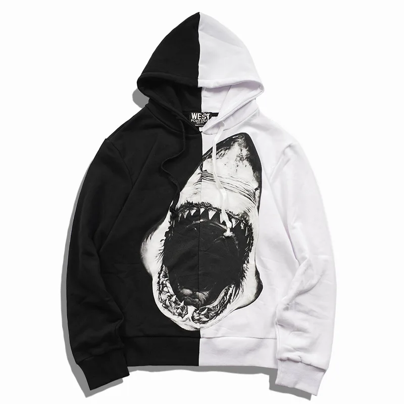 New  Baolideng High Men Shark teeth Yin yang Hoodies Hoody hooded Sweatshirts velvet Cotton Drake Thicken Fleece #E22