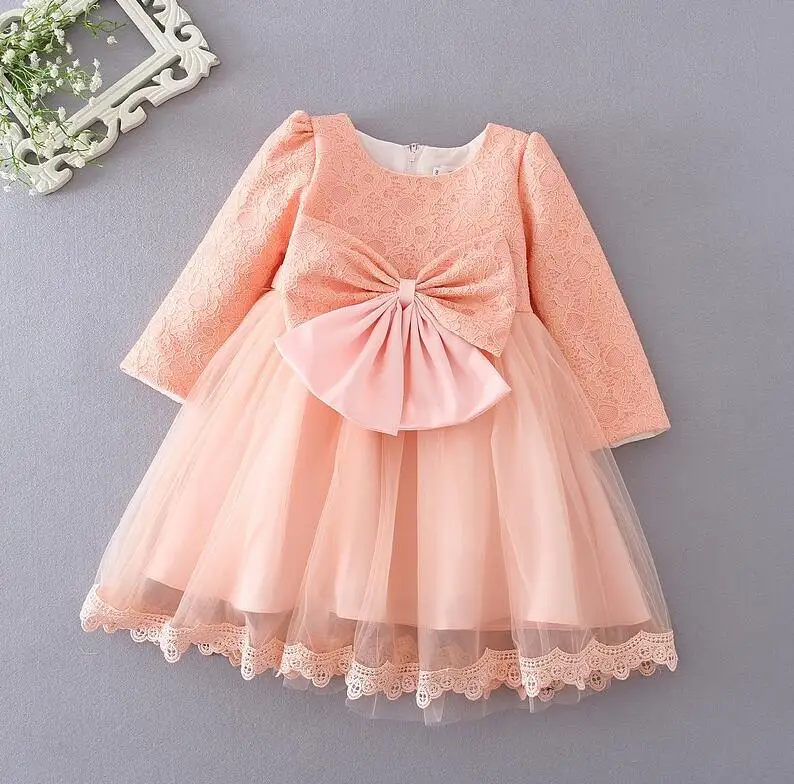 Winter Newborn Baby Girl Dress Wedding Baptism vestido bebe infant Dress Princess Bow 1- 2 year Birthday tutu dress girl Clothes