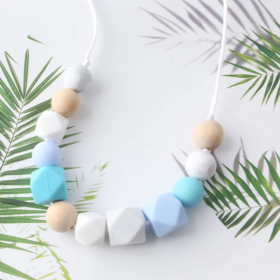 1pc Handmade Women Teething Necklace Silicone Baby Teether DIY Necklace for Infant Baby/Breastfeeding Chew Nursing Jewelry Toys