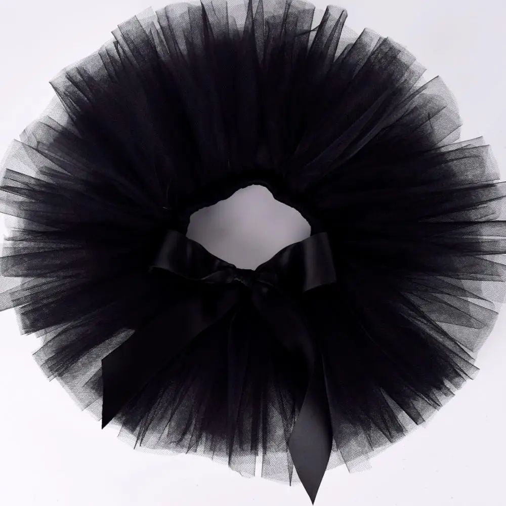 Black Baby Girls Fluffy Tutu Skirt & Headband Set Newborn Photo Prop Costume Infant Birthday Tulle Tutus Outfit  For 0-12M