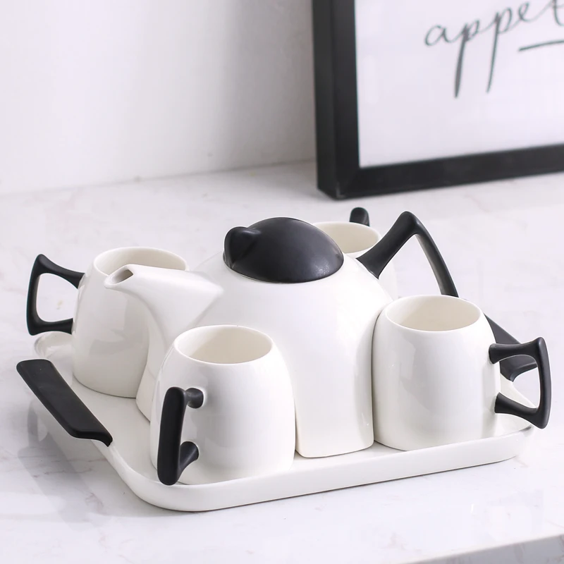 

Classic white/black coffee cup set ceramic teapot bone china tea cup set Water cup flower teacup tea party Teatime Afternoon