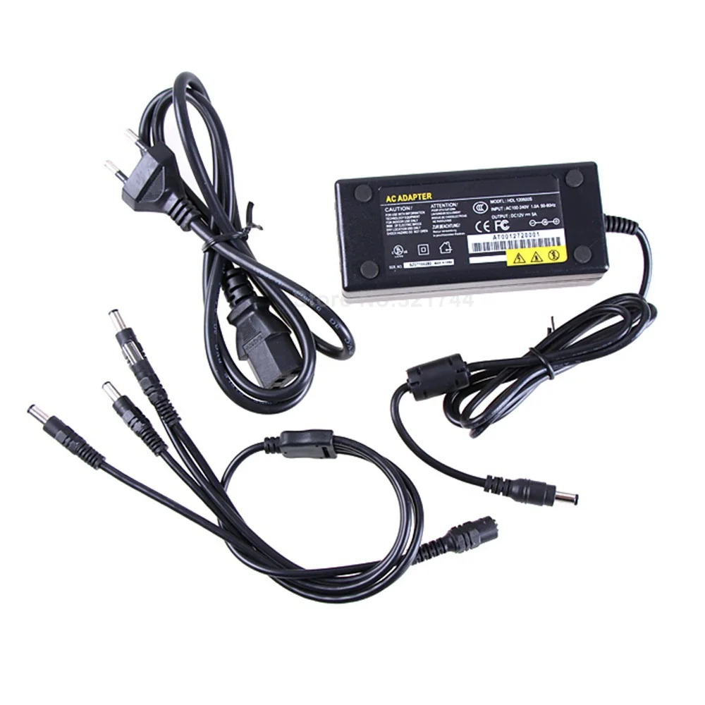 12V 5A 4CH Power Supply Box CCTV Camera DC 12V Power Supply Adapter 4 Port DC+Pigtail COAT