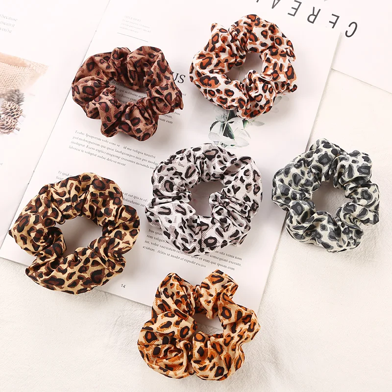 

6Pcs/Lot New Women Leopard Print Rubber Bands Ponytail Accessories Girls Hair Ring Headwear Elastic Hair Rope Female Scrunchie