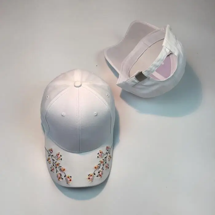 Hats Women Embroidery Cotton Baseball Cap Snapback Caps Hip Hop Hats Casquette girls flowers Baseball cap free shipping