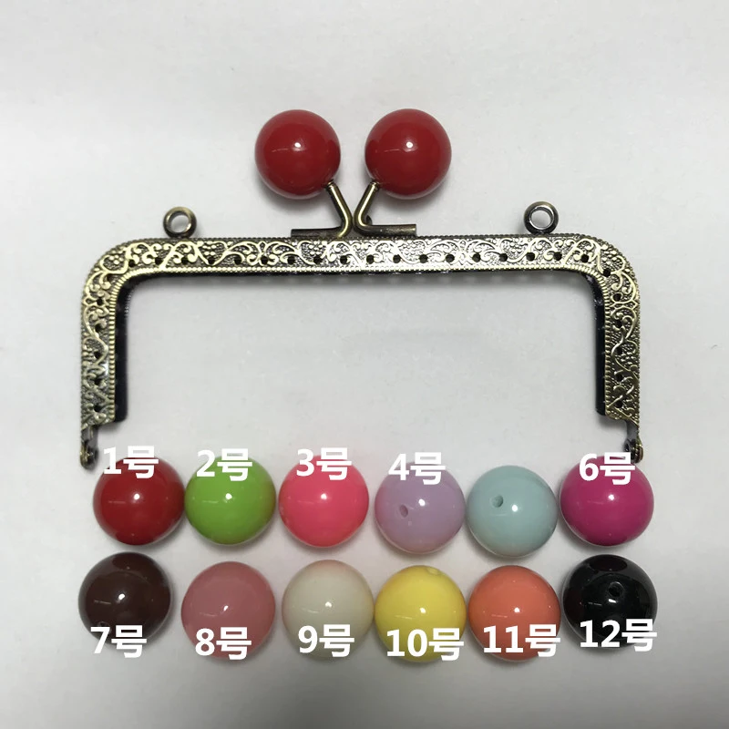 12cm colorful candy ball kiss buckle knurling edge women DIY metal clasp small coin bag purse frame 10pcs/lot