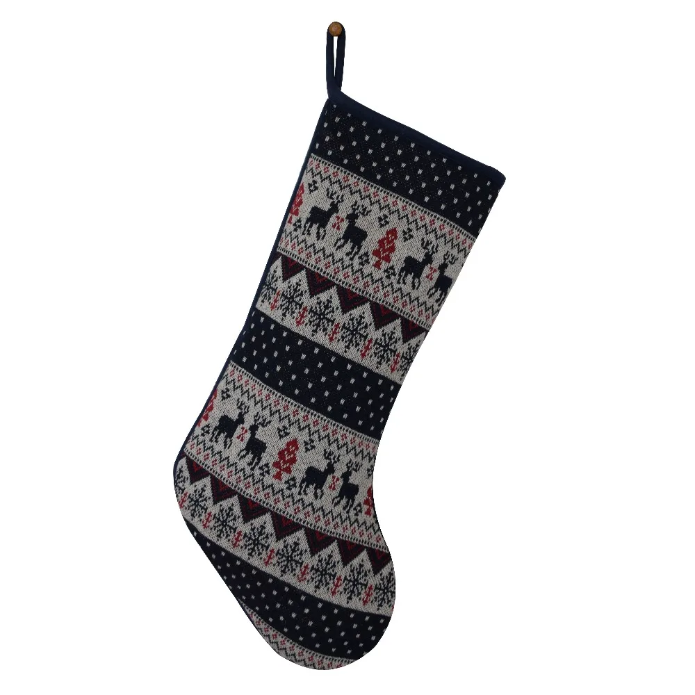 Sorrento Knitted  reindeer design Christmas Stocking Christmas tree decoration Fashionable socks 10*19inch