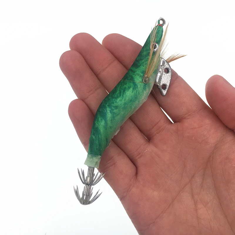 16pcs Shrimp Fishing Lures 10CM 11G Squid Jigs 2.5# Hook Wooden Shrimp Lure Isca Artificiais Fishing Wobblers For Octopus