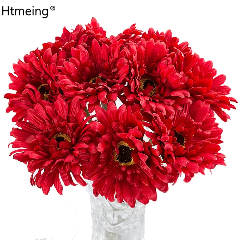 gerbera artificial flower cream daisy silk flowers for wedding bridal bouquet party decoration flowers decorative