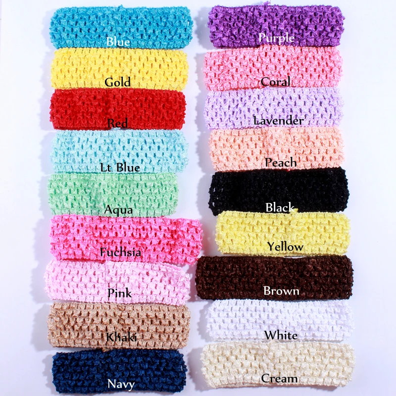 10PCS 4CM 1.5 Inch Elastic Crochet Girl Top Tutu Hairband Knitted Pettiskirt Hollow out Headband U Pick Color