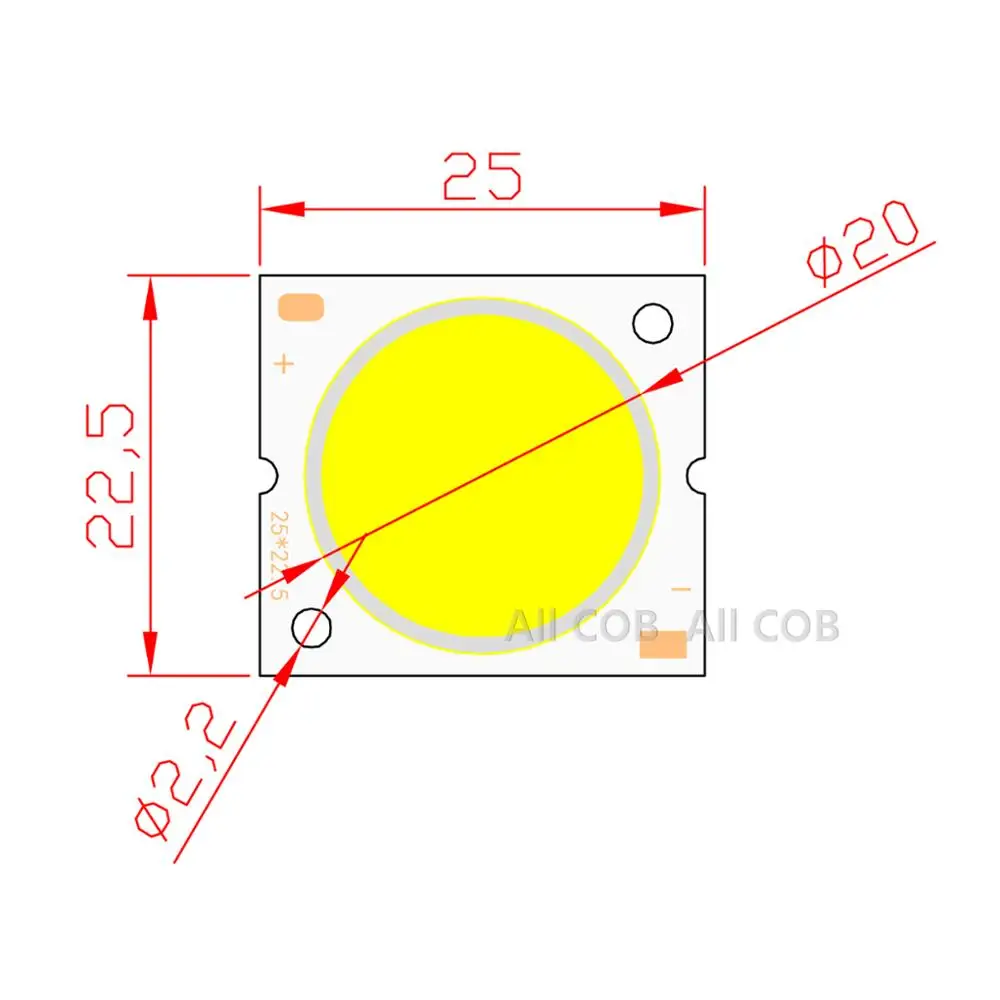 manufacturer 25x22.5mm Square Aluminum Board LED COB Strip High lumen chip Light Source Module 10W 15W 20W 30W COB for bulb lamp