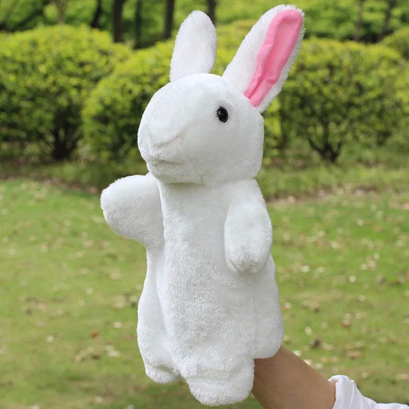 Children Stuffed White Rabbit and the Wolf story plush Toy Hand Puppet