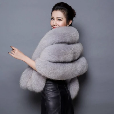 Free shipping cape 2017 autumn winters warm new fashion imitation fox fur coat plus size imitation fur