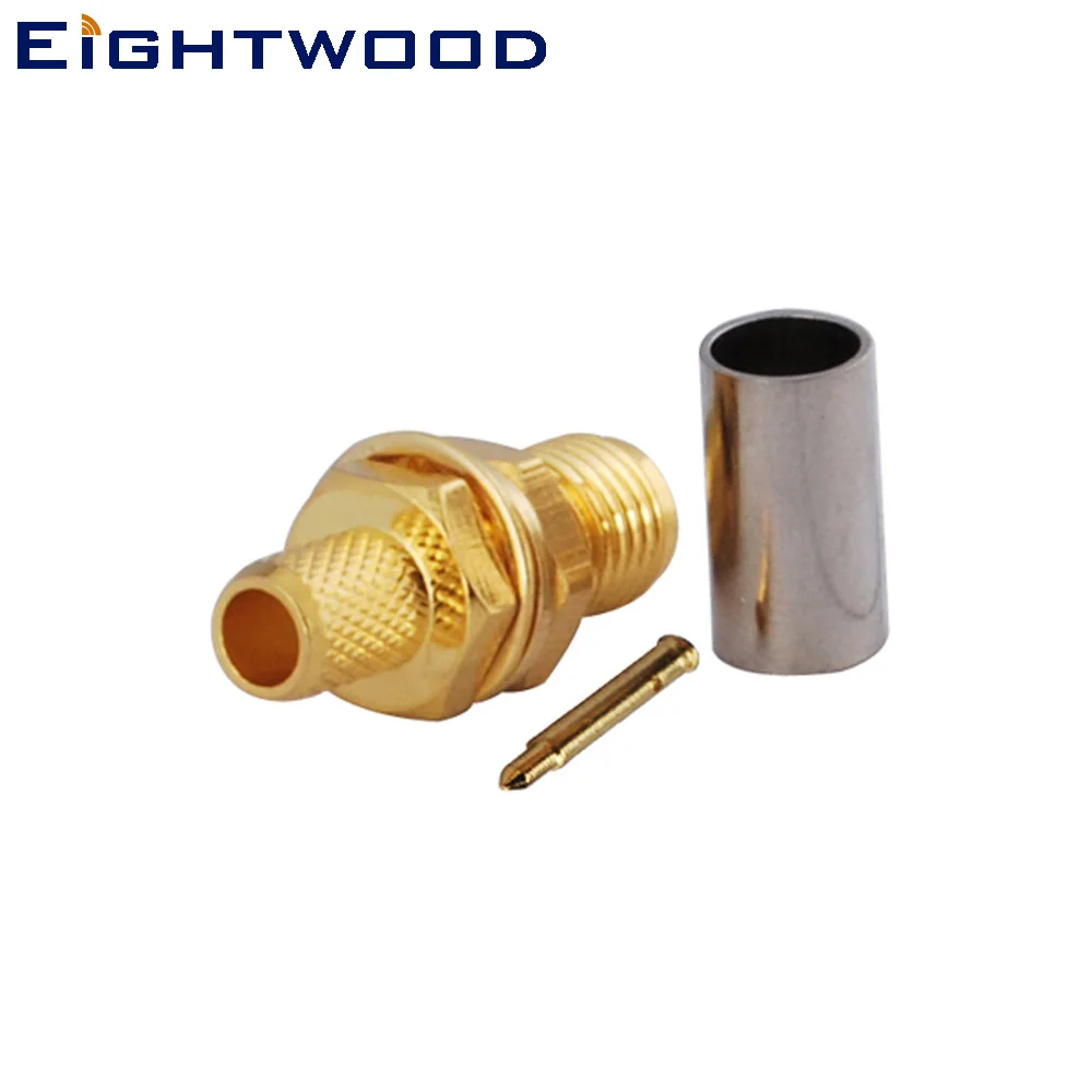 

Eightwood 5PCS RP SMA Jack Male RF Coaxial Connector Adapter Bulkhead Crimp for RG58 LMR195 RG142 RG400 Cable