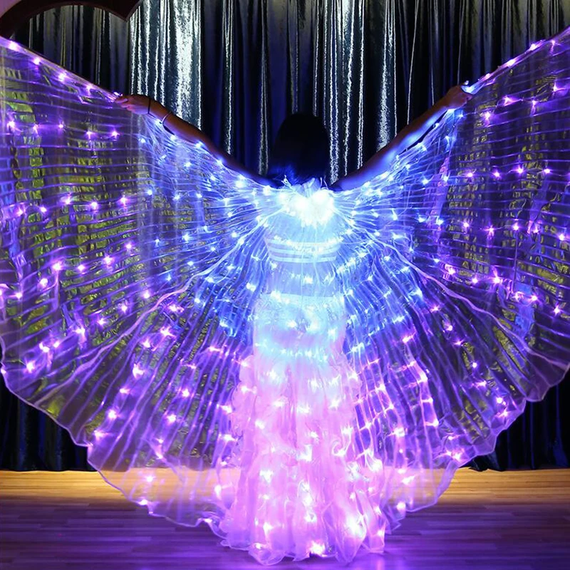 Halloween Prestaties Prop Vrouwen Dance DJ LED Light Up 360 Graden Wing Kostuum Vlindervleugels Veranderende Kleuren 600 stks Lampen