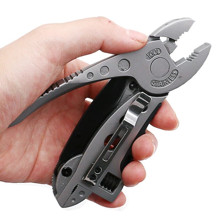 Portátil Dobrável Chave de Friso Mandíbula Mais Chave de Fenda Alicate Faca Multi Ferramenta Sobrevivência Engrenagem Fio Alicate Bolso Multitool Novo