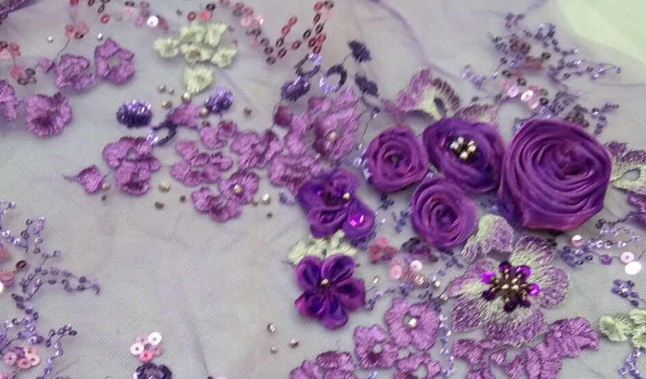 

Most fashion African organza tulle fabric sequins and beads J-397-12 embroidery French net lace material