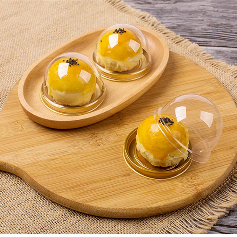 

100pcs Clear PVC Transparent Cupcake Box round Wedding Gift Box With Base Inside Wedding Party Gift Box And food Packaging