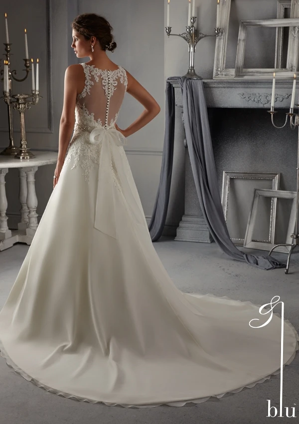 Inventaris Trouwjurken Robe De Mariage Hoge Hals Tank Sash Applicaties Kralen Bruidsjurken Wit/Ivoor Vestido De Noiva