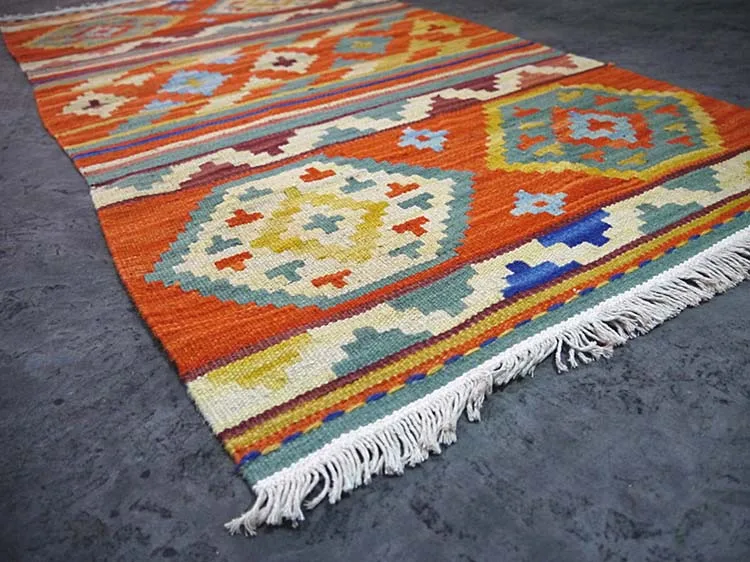 Eastern Mediterranean Bohemian/jilimu hand-woven wool carpet Kilim rug tapestry  gc137-8yg2