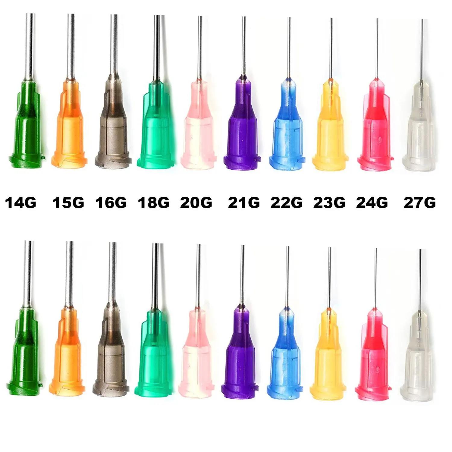 Syringe Dispensing Needles With Luer Lock 14G,15G,16G,18G,20G,21G,22G,23G,25G,27G  Blunt Tip 0.5\'\' (0.5inch Length),100 PCS/Bag