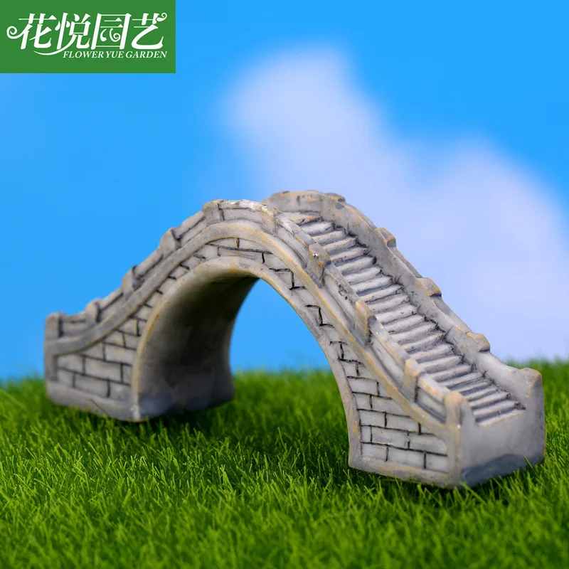 Resin Style Simulation Semi-round Bridge Holes miniature Pedestrian Bridge  Part garden figures DIY  Micro Landscape Decoration