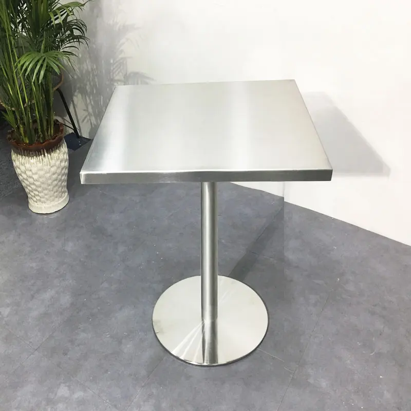 Simple Creative Stainless Steel Square Outdoor Dining Table, Small Dining Cafe Restaurant Dining Table