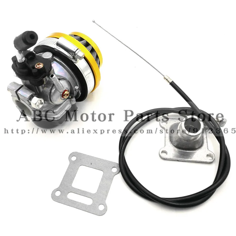 ATV 49cc Performance 19mm Carb Carburetor Air Filter Mainfold Assembly for 2-stroke 47cc 49 Cc Mini Pocket Bike