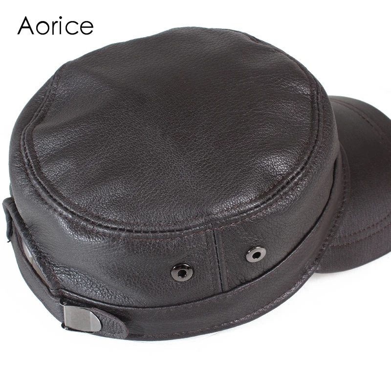 Aorice Genuine Leather Men Baseball Cap Winter Hat High Quality Men Real Sheep Skin Women Solid Army Hats Adjustable HL153-B